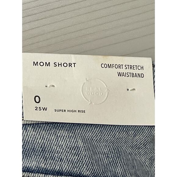 American Eagle Mom Short Womens 0 Blue Distressed Denim Super High Rise Shorts - Picture 10 of 14